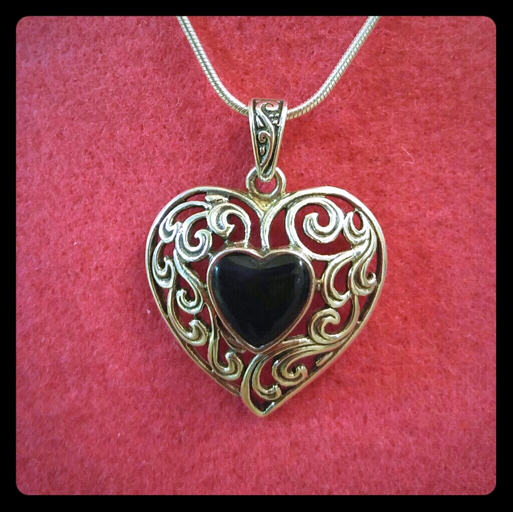 925 Sterling Silver Filigree Heart Necklace